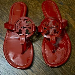 Crimson Red Patent Leather Tory Burch Miller sandals